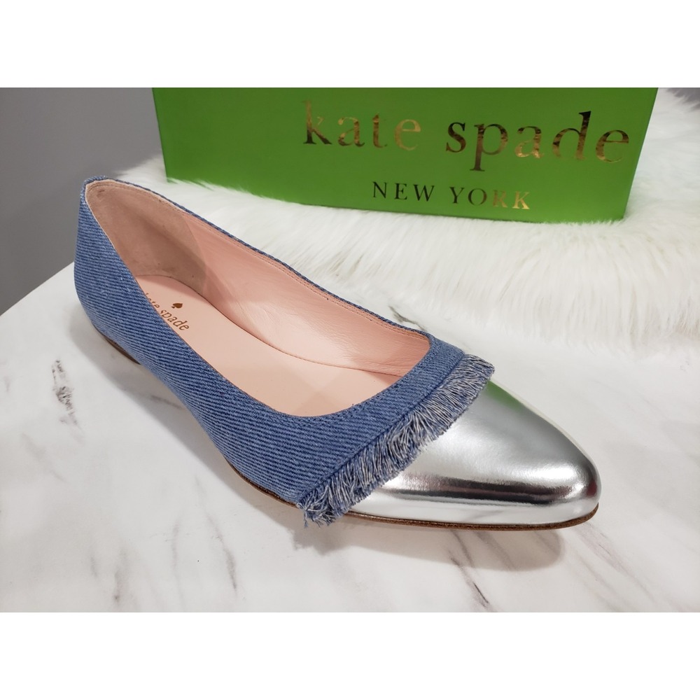 NEW SZ 8.5 Kate Spade New York Nelly Flats Size 8 Washed Denim Specchio Chambray